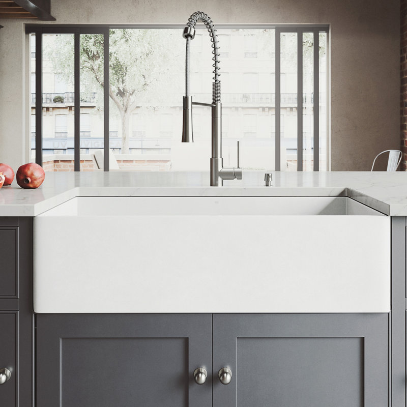 VIGO Mattestone Composite 36" L x 18" W Farmhouse Kitchen Sink with